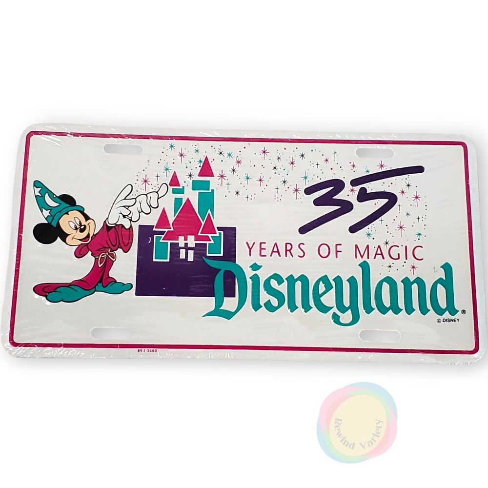 Vintage 1990 Disneyland 35 Years Magic License Plate NIP